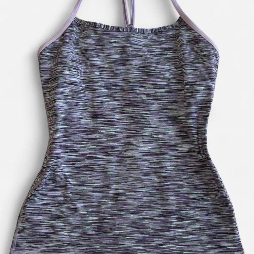 Lululemon Women Size 8 Athletic Tank Top Heathered Striped Purple Green